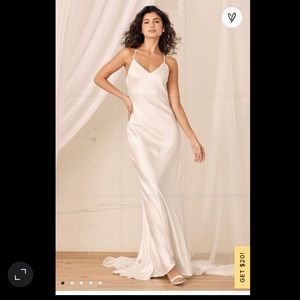 Lulu’s Always My Love White Satin V-Neck Maxi Dress